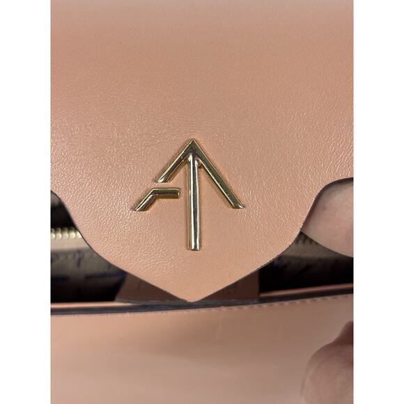 Manu Atelier Leather Crossbody Bag Tan Leather Box Shape Shoulder - Picture 6 of 15